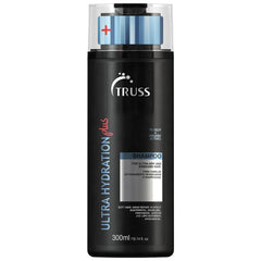 TRUSS Ultra Hydration PLUS Shampoo bottle pour highlighting intense hydration for color-treated hair.