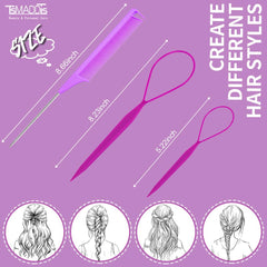 TsMADDTs peine cola de rata metal morado, resistente para peinado diario.