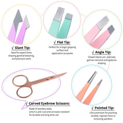 Tijeras curvas TsMADDTs para recorte suave de cejas y vello indeseado.
