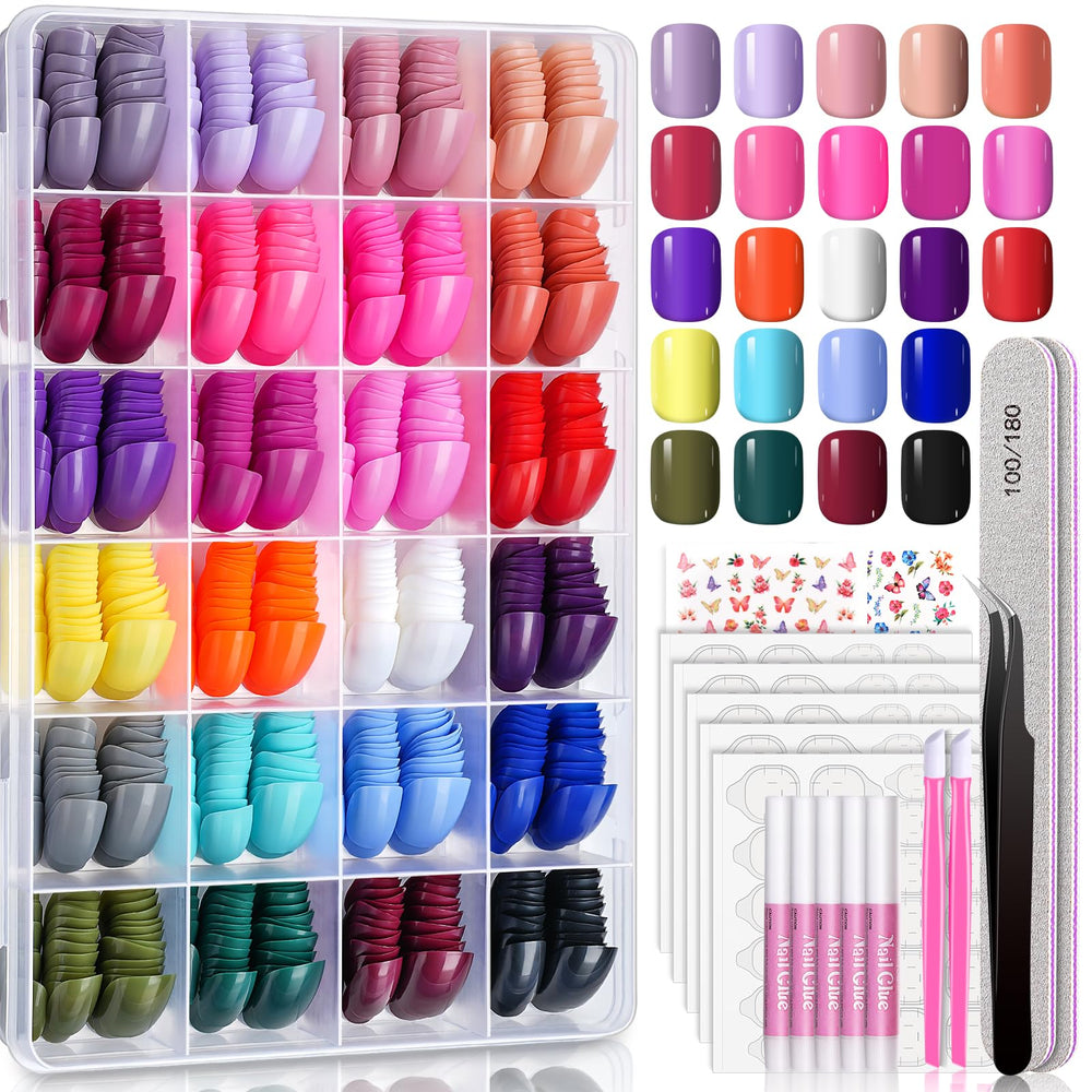 TsMADDTs uñas cortas redondas 720 piezas: kit completo para manicura en casa.