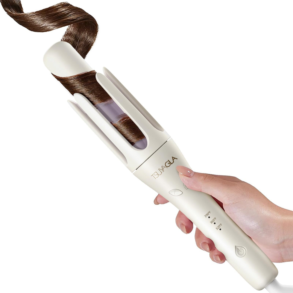 Rizadora automática TSUYAGLA en la mano para rizos definidos y duraderos
