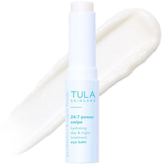 Bálsamo de ojos TULA con aplicación rápida para hidratar y refrescar la mirada.