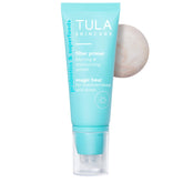 TULA Face Filter Primer Magic Hour, bouteille élégante, base hydratante prête pour le maquillage.