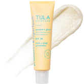 TULA gel solar FPS 30 en botella, acabado brillo ligero para piel iluminada