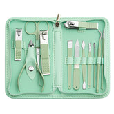Tumkun kit de manicura y pedicura con estuche verde de viaje para uñas impecables