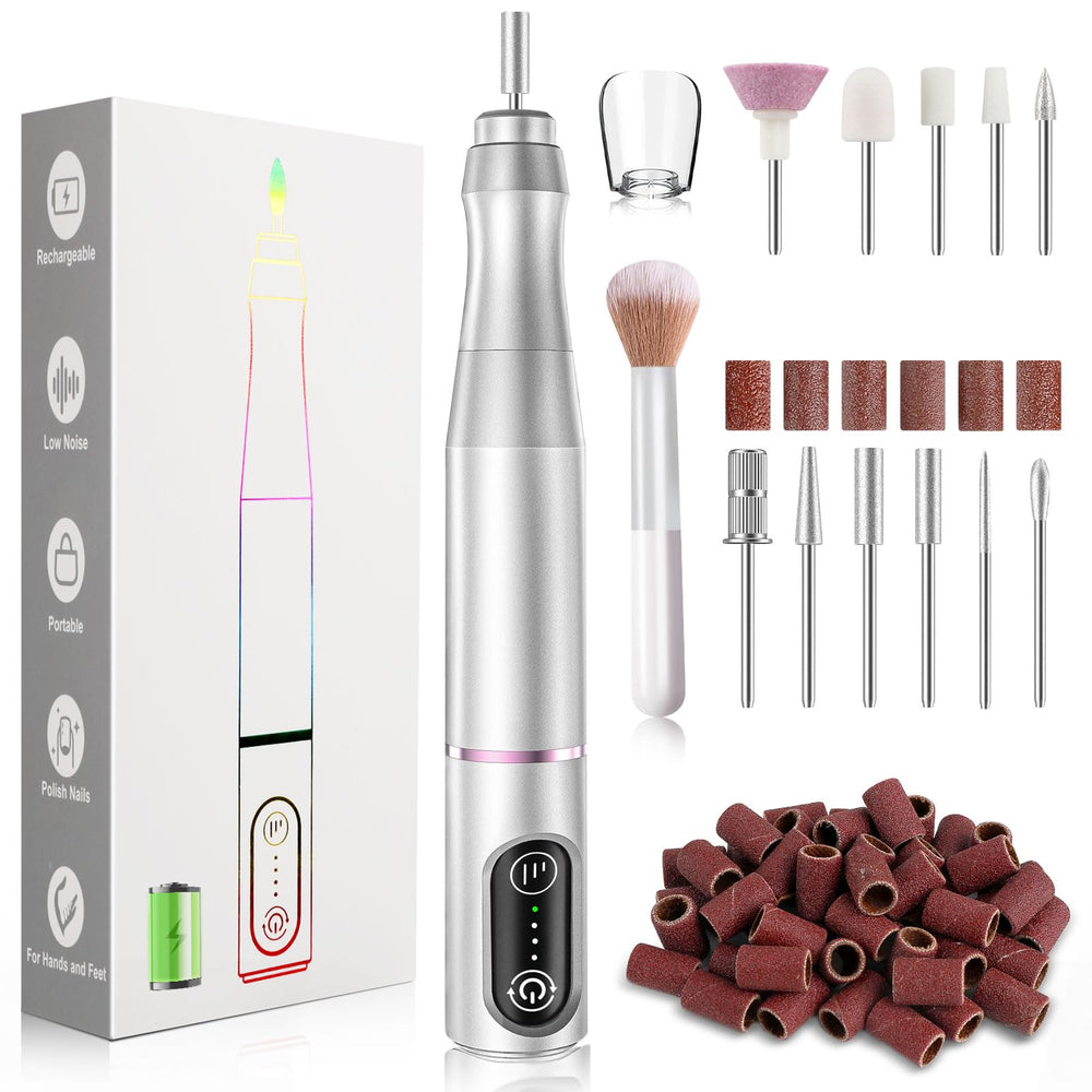 TUOBEO lima eléctrica, vista frontal, ideal para manicuras en casa y movilidad