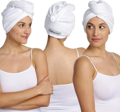 Turbie Twist: toalla de cabello de algodón, paquete de 3, ideal para viajes.