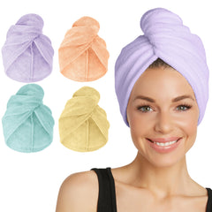 Turbie Twist 4-pack: toallas de microfibra para secado rápido del cabello.