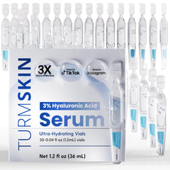 Turmskin ampollas de ácido hialurónico 3% para hidratación intensa y uso controlado.