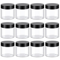 TUZAZO contenedor plástico 2 oz con tapa negra, ideal para cremas.