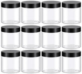 TUZAZO frascos de 4 onzas transparentes con tapas negras, ideales para cosméticos.