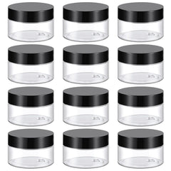 TUZAZO frascos plástico 1oz con tapa negra, ideales para muestras cosméticas.
