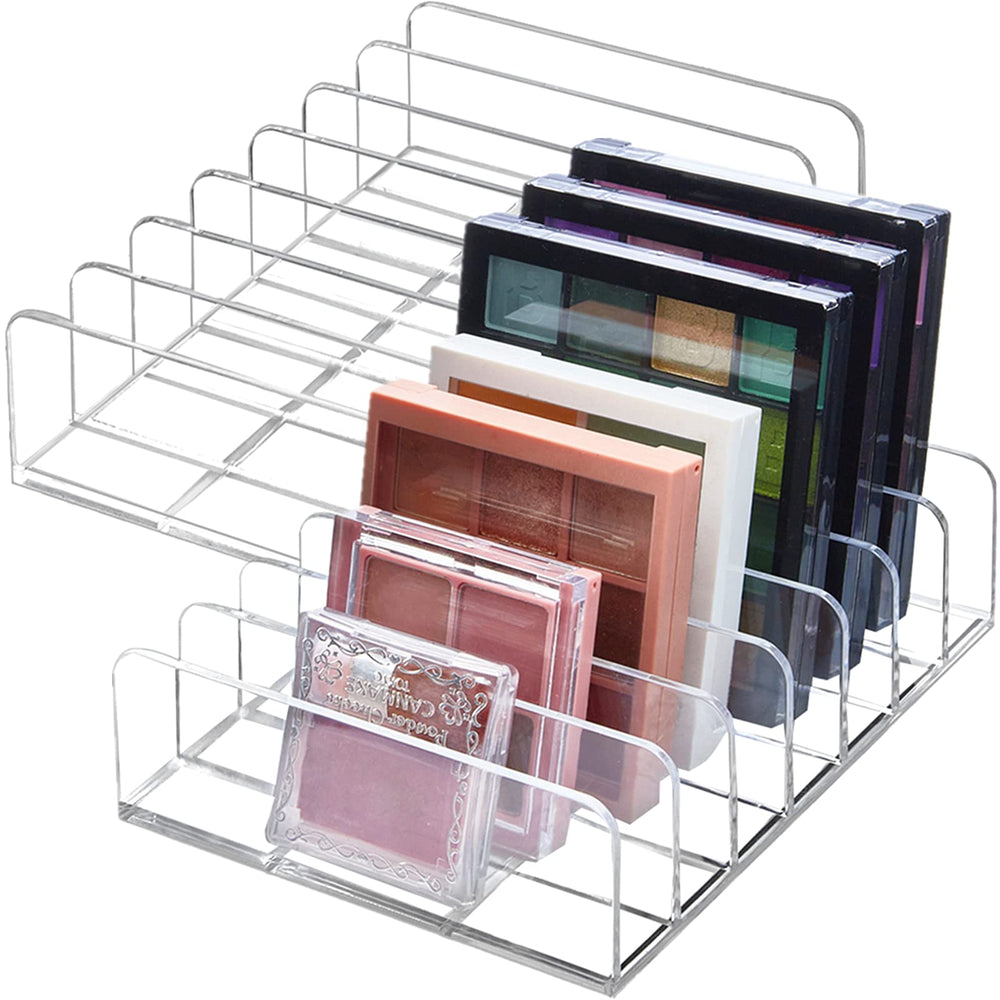 TUZAZO organizador acrílico transparente para paletas de sombras, 7 secciones, ahorro de espacio.
