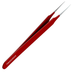 Pinzas Tweezees para vello encarnado con punta puntiaguda en color rojo, precisión sólida.