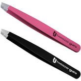 TWEEZER GURU 2-pack slant-tip tweezers for precise eyebrow shaping