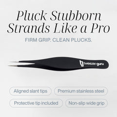 TWEEZER GURU pinzas punta aguja para puntos negros, eliminación precisa sin irritación.