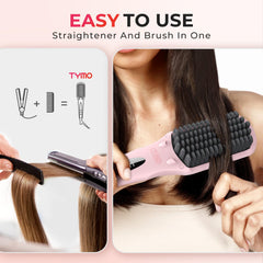 TYMO cepillo ionico rosa dientes visibles reducen frizz y dan brillo