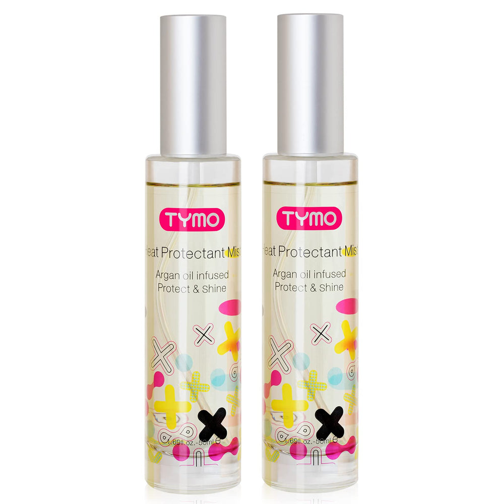 Protector térmico TYMO en botella para peinados con calor hasta 450°F.