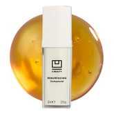 U Beauty Resurfacing Compound Serum, botella elegante para hidratación profunda y luminosidad.