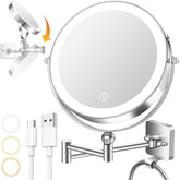 Miroir mural UBYMET 10x double face pour maquillage précis.
