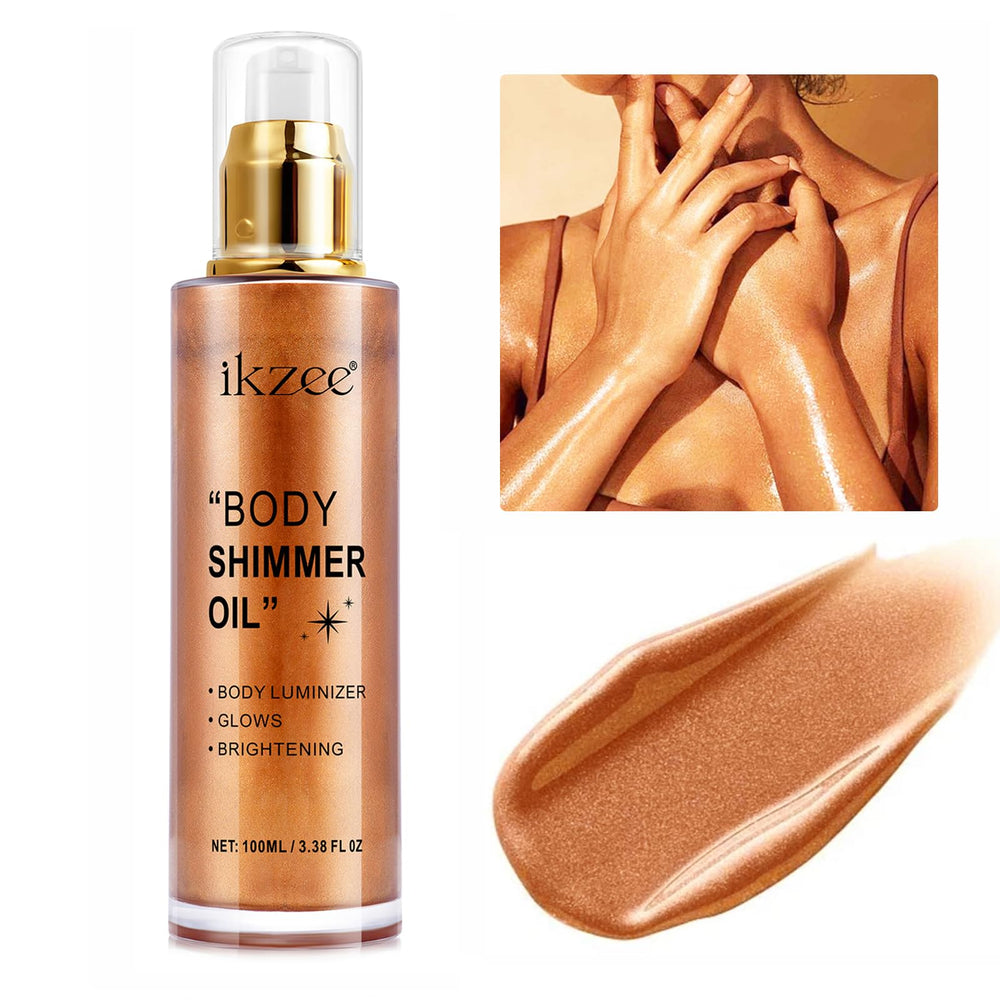 UCANBEMA Aceite Brillo Cuerpo: vertido de botella para brillo suave al sol.
