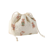 Cosmetiquera de algodón acolchado con cordón de uekeboag, ideal para viaje y organización diaria.