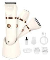 Ufree bikini-trimmer con cabezal de acero inoxidable para un recorte suave y seguro.