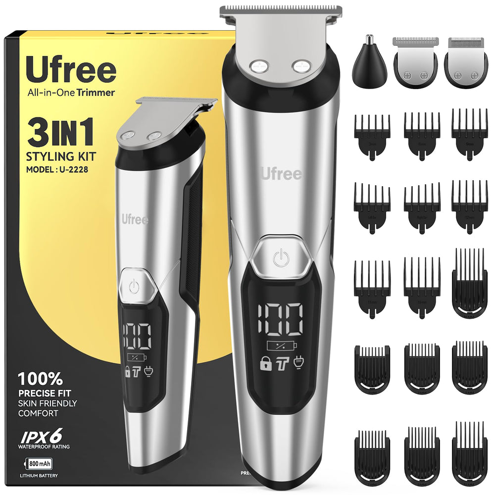 Ufree kit 3 en 1 para barba y corte, recorte preciso