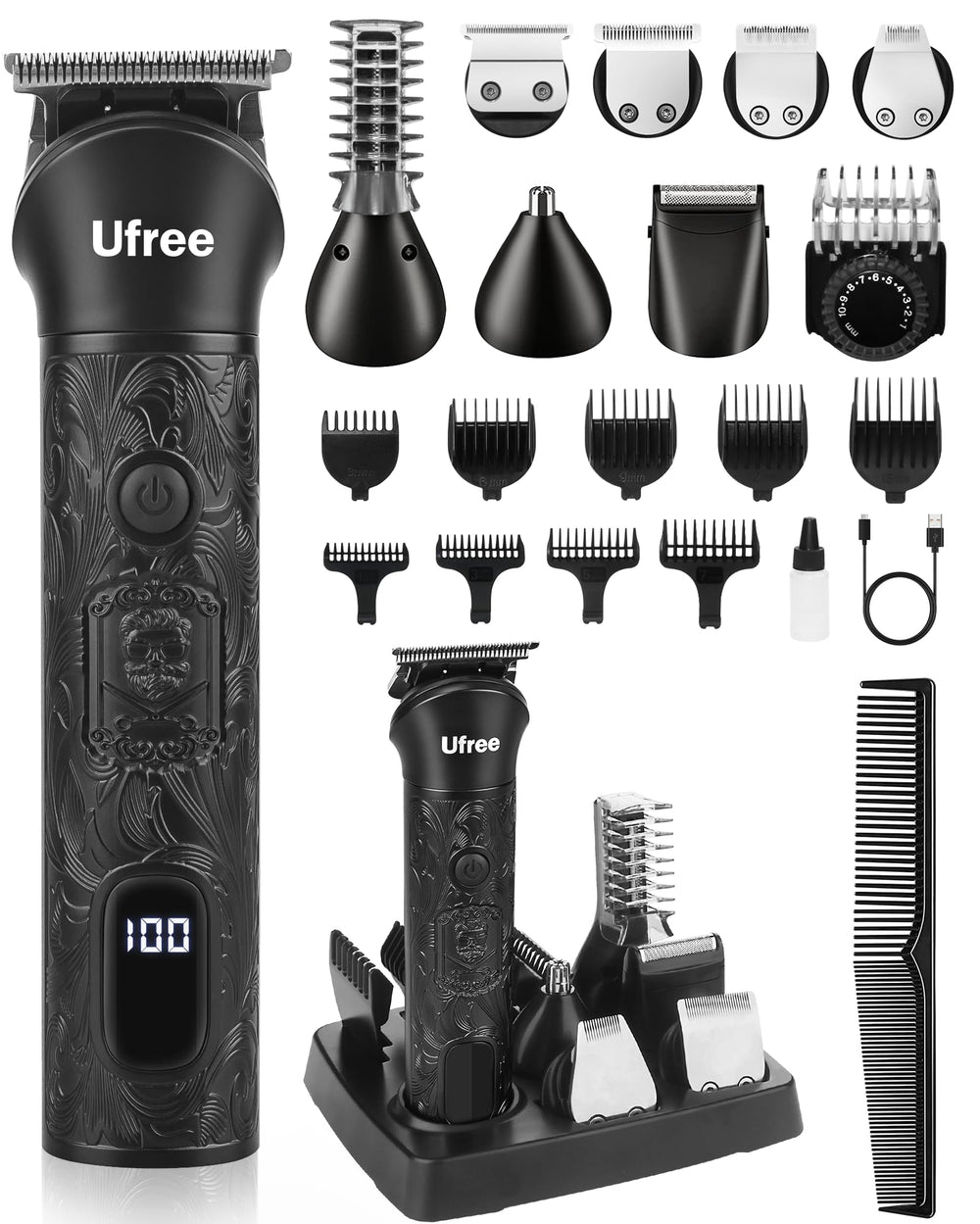 Ufree kit 7 en 1 barba y corte para un estilo preciso en casa.