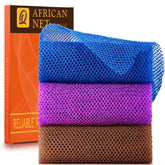 Esponja de baño africana UJFQBH, vista frontal, exfolia suavemente todo el cuerpo.