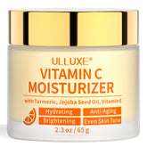 Crema Ulluxe con vitamina C en frasco para piel luminosa y suave.