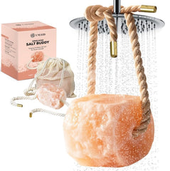 UMAID Sal Himalaya Buddy en la ducha; piedra que crea un ritual relajante.