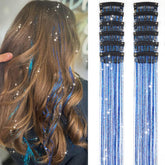 Umylar tinsel cabello azul zafiro con clip en 20 pulgadas para estilo festivo