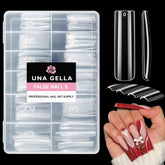 Extensiones de uñas cuadradas XXL UNA GELLA en caja, lista para uso profesional.