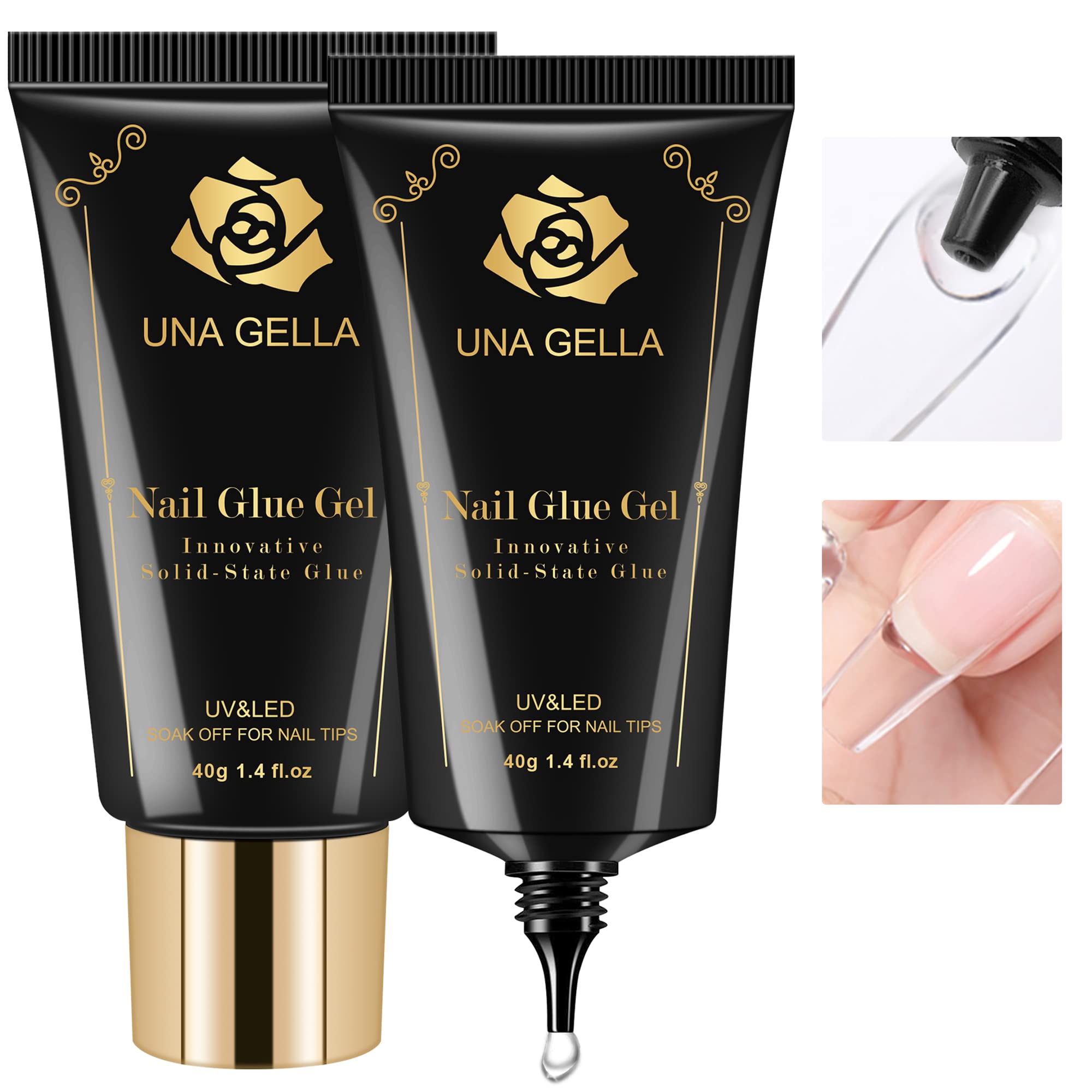 UNA GELLA solid nail glue with precision-application for a clean tip bond.