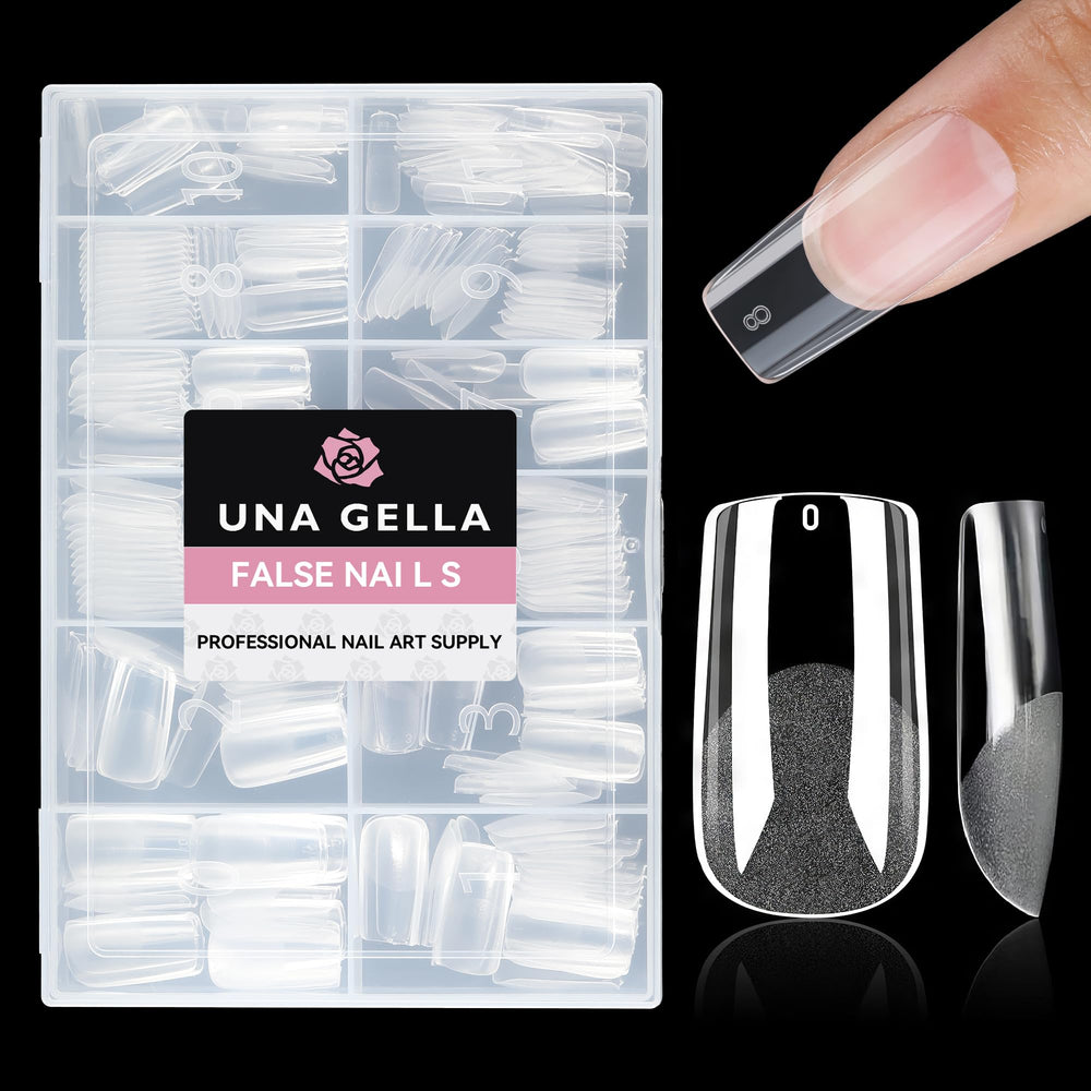 Puntas de gel UNA GELLA cuadradas medias, acabado mate, adherencia duradera.