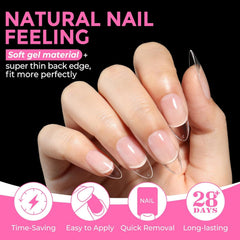 Puntas transparentes UNA GELLA con cobertura clara para aspecto natural.