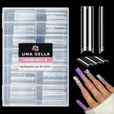 UNA GELLA Puntas XXL cuadradas en caja, ideal para proyectos caseros de uñas.