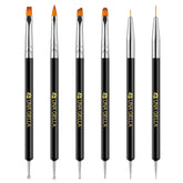 UNA GELLA set de brochas para uñas 6 en 1, vista frontal, ideal para arte en uñas.
