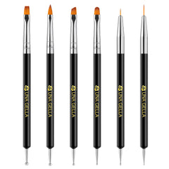 UNA GELLA set de brochas para uñas 6 en 1, vista frontal, ideal para arte en uñas.