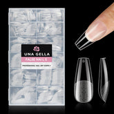 UNA GELLA tapas uñas coffin mediano transparentes, para un acabado limpio en casa.