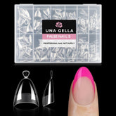 UNA GELLA tips almendra corta mate, fácil aplicación y ajuste cómodo para uñas en casa.