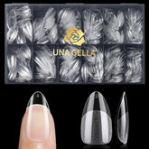 UNA GELLA tips almendra corta transparente, facilita una manicura natural y pulida.
