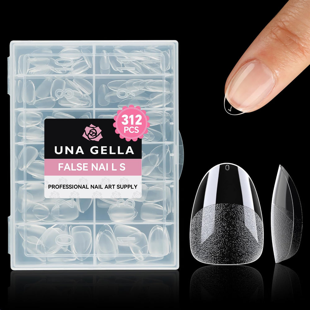 UNA GELLA tips almendra extra cortos: cobertura total para uñas naturales.
