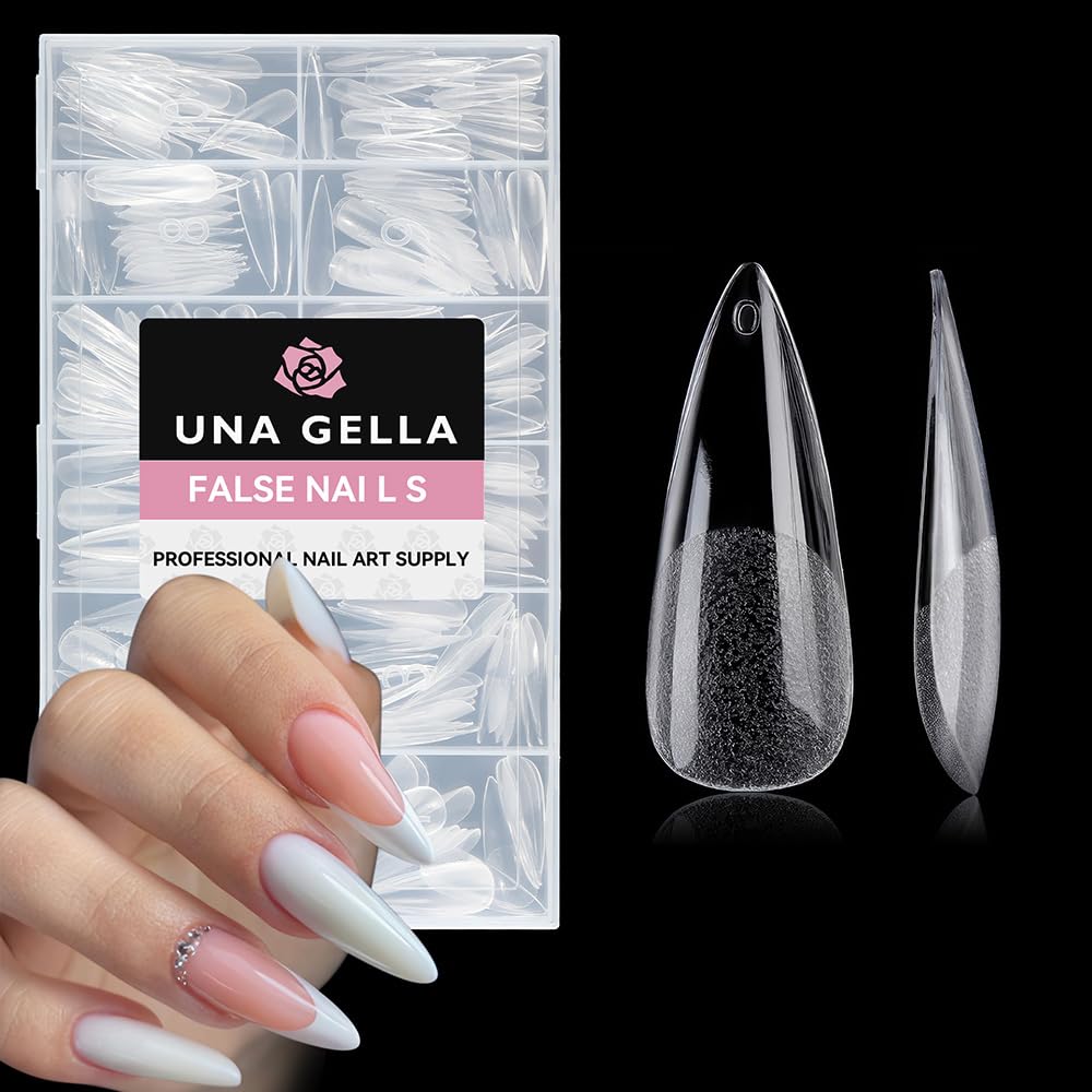 UNA GELLA: tips estileto gel largo, caja con 312 piezas para extensión rápida