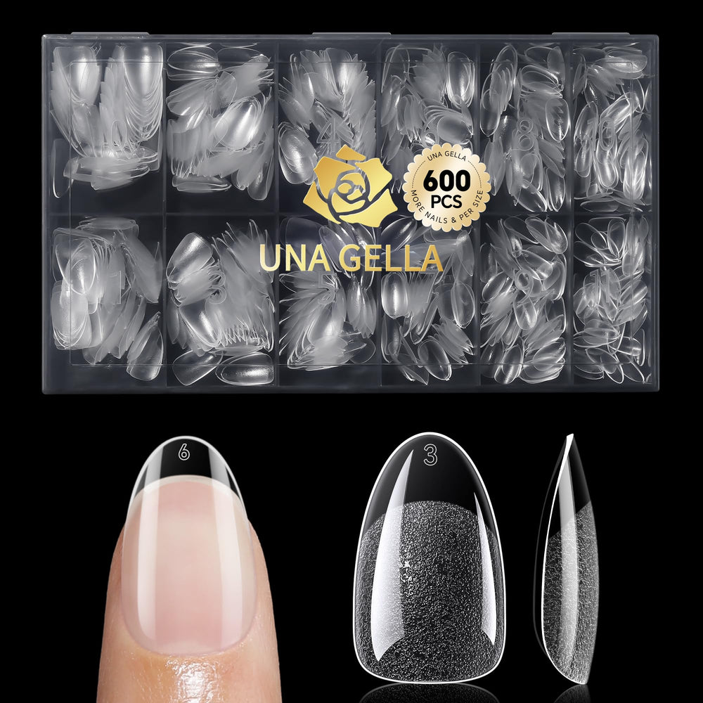 UNA GELLA tip gel oval corto almendra, manicura rápida y clara