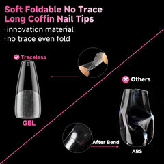 UNA GELLA tips coffin transparentes preformadas para extensiones limpias