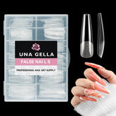 UNA GELLA: uñas coffin extralargo XXL para acabado profesional en casa.