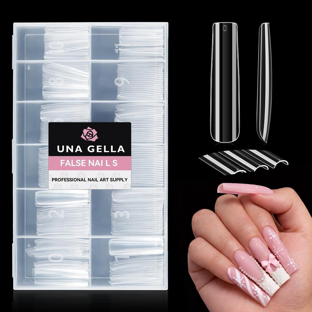 UNA GELLA XXL: empaque con 216 puntas cuadradas para uñas.