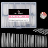 UNA GELLA XXL tips cuadrados largos, aplicación rápida para uñas artificiales en casa.